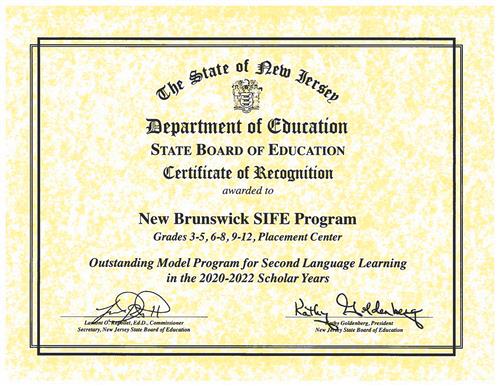 NJDOE Model Program Recognition 2020-2022